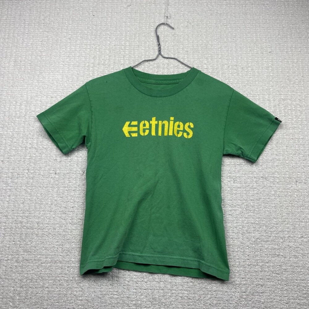VTG Y2K Etnies Skateboards Shirt Youth S Green Skateboarding Skater Read